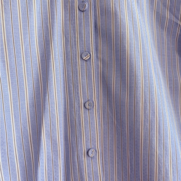 Blue Striped Cropped Button-Up Shirt - Picture 3 of 4